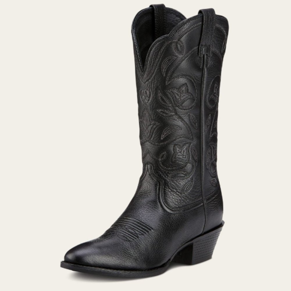NWOT: Ariat Heritage R Toe Western Boot in Black (Wide-Calf)